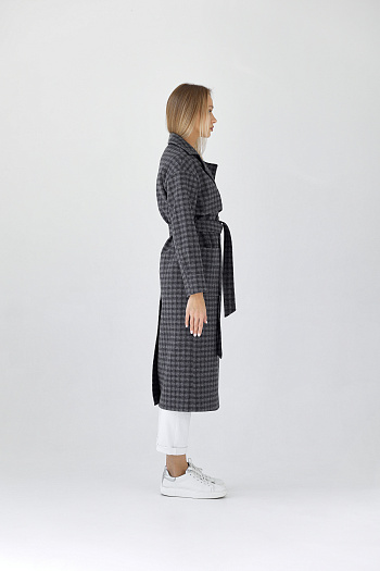 5 Пальто женское демисезонное 25417 (черно-серый)