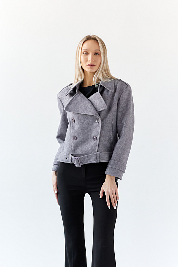 7 Полупальто женское демисезонное 25999 (серый/рубчик)