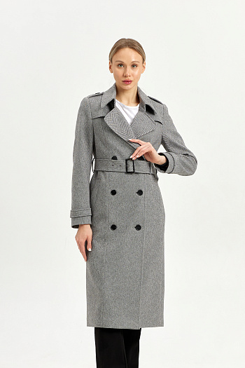 5 Пальто женское демисезонное 25797 (серый/ёлочка)