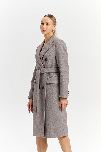 7 Пальто женское демисезонное 25775 (коричневый/ёлочка)