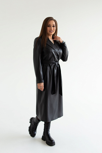 3 Плащ женский 1115 (черный/экокожа)