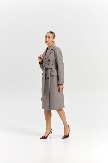 3 Пальто женское демисезонное 25775 (коричневый/ёлочка)