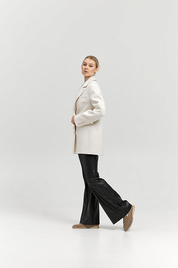 3 Пальто женское демисезонное 27100 (молочный/рубчик)