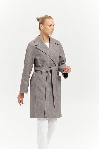 9 Пальто женское демисезонное 25885 (коричневый/ёлочка)