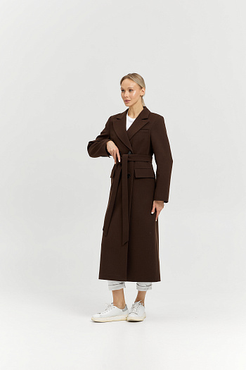 4 Пальто женское демисезонное 26895 (шоколад/рубчик)