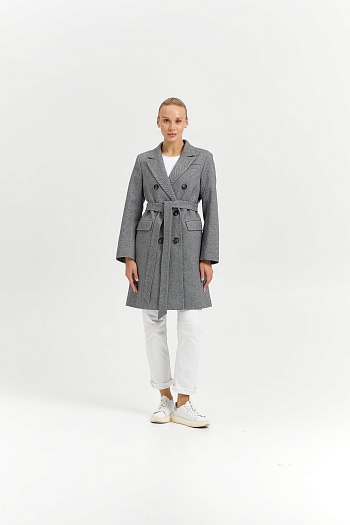 2 Пальто женское демисезонное 26897 (пепельный/ёлочка)