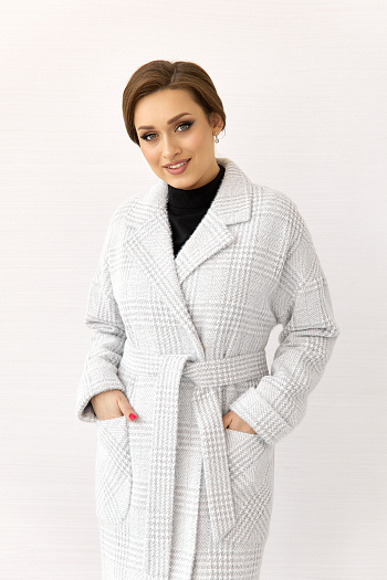 15 Пальто женское демисезонное 25550 (серый/клетка)