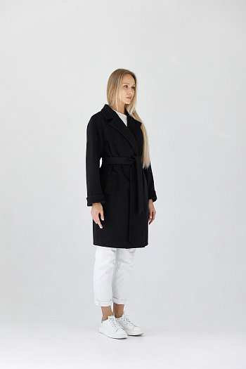 5 Пальто женское демисезонное 25990 (черный ворсовый)