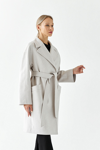 6 Пальто женское демисезонное 25885 (бежевый/ёлочка)