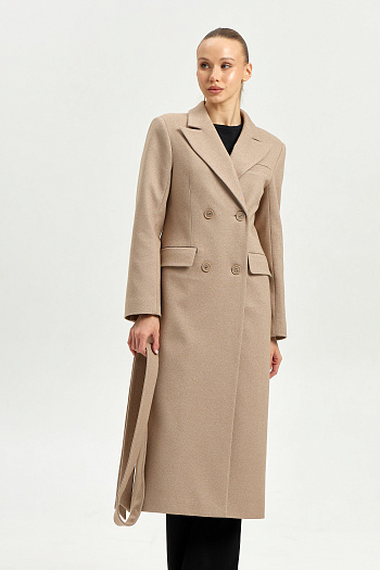 8 Пальто женское демисезонное 26895 (бежевый точка)