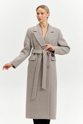 11 Пальто женское демисезонное 26326 (бежевый/диагональ)