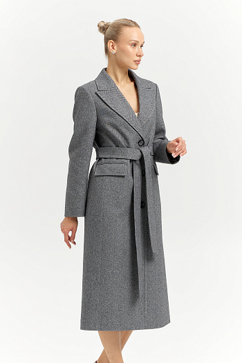 3 Пальто женское демисезонное 27210 (пепельный/ёлочка)