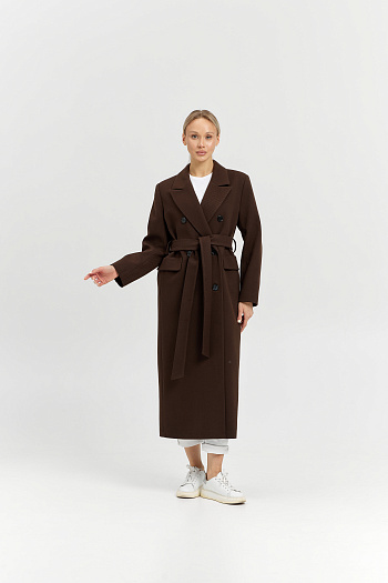 7 Пальто женское демисезонное 26326 (шоколад/рубчик)