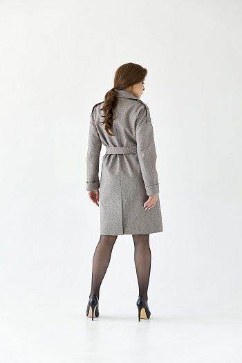 3 Пальто женское демисезонное 23540 (коричневый/ёлочка)