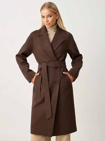Пальто женское демисезонное 22971 (шоколад/ёлочка)
