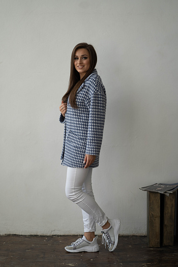 2 Пальто женское демисезонное 22730  (grey blue) 