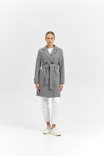 2 Пальто женское демисезонное 25570 (пепельный/ёлочка)