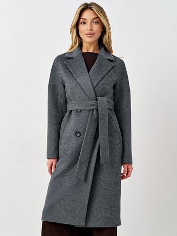 Пальто женское демисезонное 22971 (серый ворсовый)