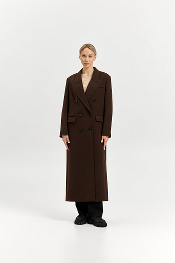 2 Пальто женское демисезонное 26830 (шоколад/рубчик)