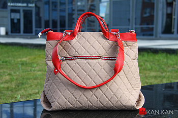 4 Сумка S0020 Св.беж.+красн.