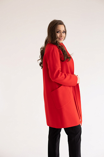 2 Пальто 19101/пояс  (красный)