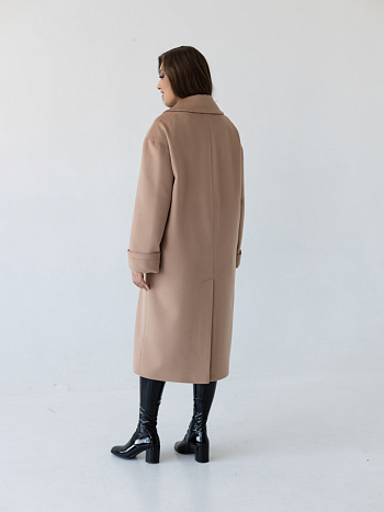 7 Пальто женское демисезонное 24710 кэмел/ворсовая ткань