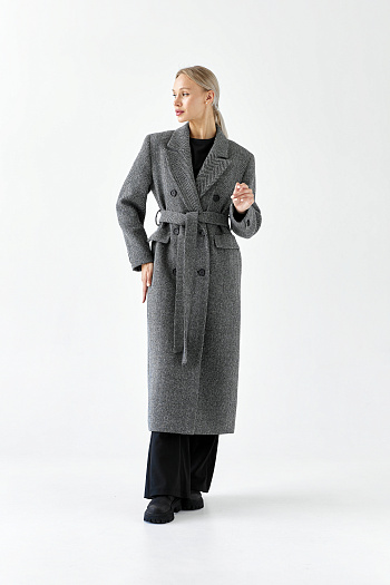 6 Пальто женское демисезонное 26326 (черно-белый/ёлочка)