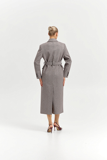 5 Пальто женское демисезонное 26326 (коричневый/ёлочка)