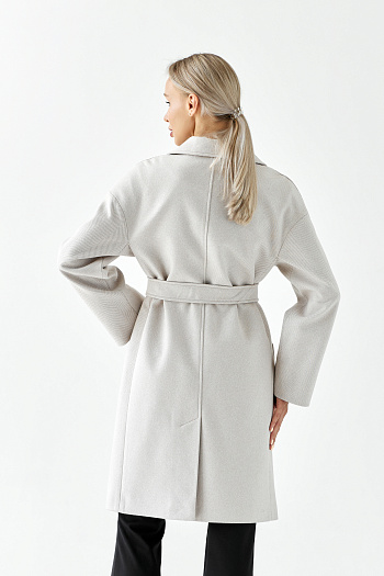 3 Пальто женское демисезонное 25885 (бежевый/ёлочка)