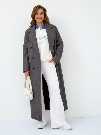 Пальто женское демисезонное 26830 (серый точка)