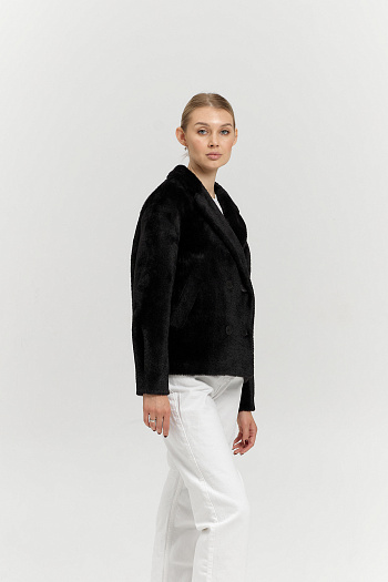 5 Пальто женское демисезонное 24108 (черный/тедди)