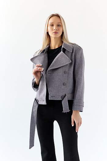 9 Полупальто женское демисезонное 25999 (серый/рубчик)