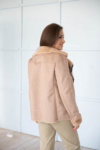 4 Дублёнка женская демисезонная  22560  (бежевый) 