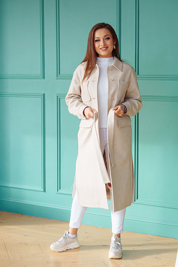 3 Пальто женское демисезонное 22107  (кремовый) 