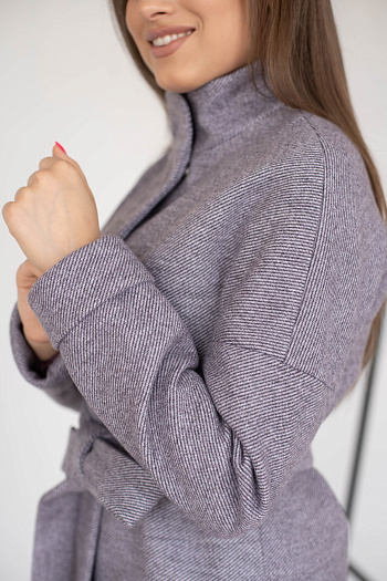 2 Пальто женское демисезонное 22101  (лиловый/диагональ) 