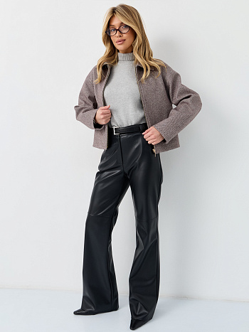 3 Пальто женское демисезонное 28000 (коричневый/ёлочка)