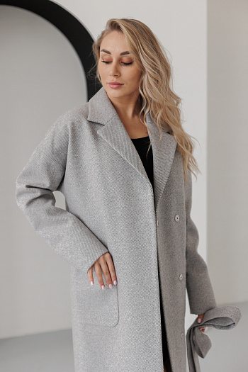 2 Пальто женское демисезонное 20550Р (светло-серая диаг.)