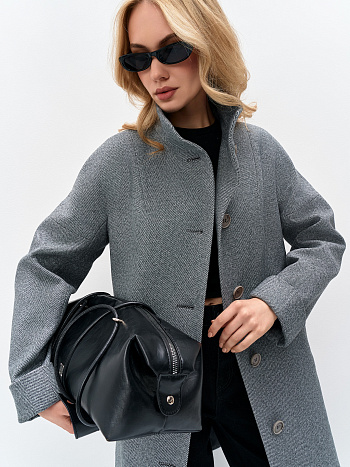 4 Пальто женское демисезонное 27101/п (пепельный/ёлочка)