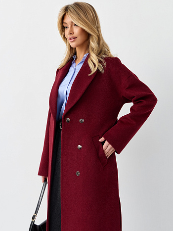 2 Пальто женское демисезонное 26820 (вино ворсовый)