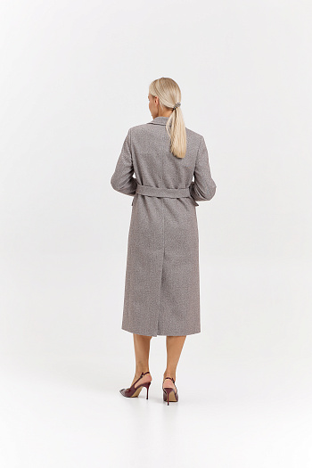 3 Пальто женское демисезонное 27210 (коричневый/ёлочка)