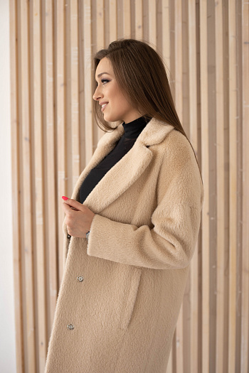 3 Пальто женское демисезонное 21909  (беж/тедди) 