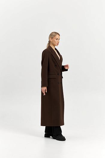 5 Пальто женское демисезонное 26830 (шоколад/рубчик)