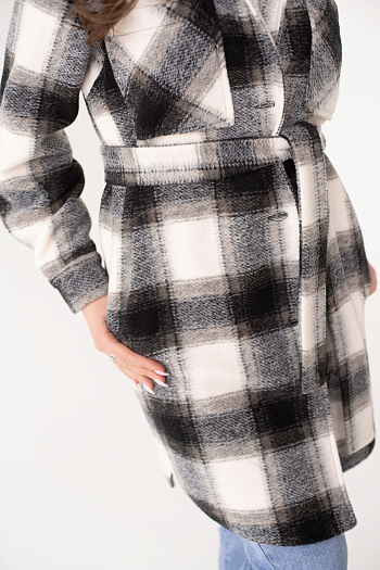 2 Рубашка женская демисезонная 23200 (черно-белый/клетка)