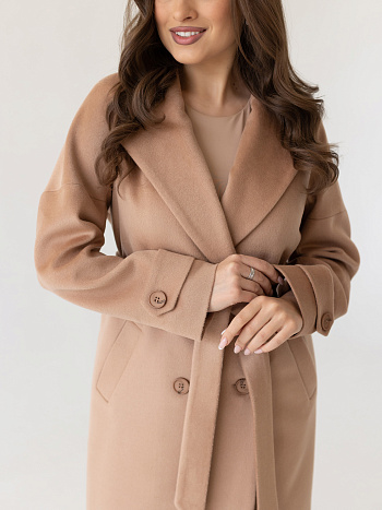 6 Пальто женское демисезонное 22970 (кэмел/ворсовая ткань)