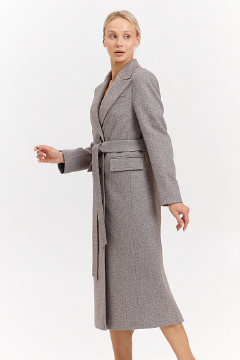 6 Пальто женское демисезонное 27210 (коричневый/ёлочка)