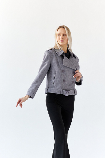 8 Полупальто женское демисезонное 25999 (серый/рубчик)