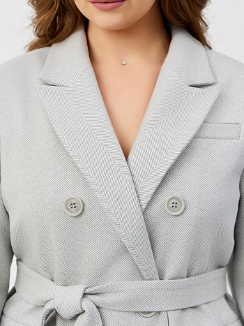 7 Пальто женское демисезонное 26897 (сильвер/ёлочка)