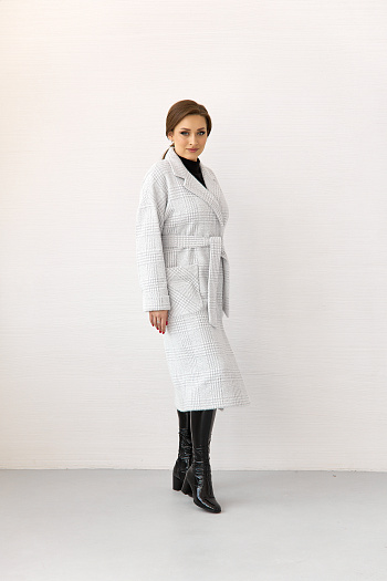 11 Пальто женское демисезонное 25550 (серый/клетка)