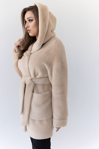 4 Пальто женское демисезонное 22450 (беж/тедди)