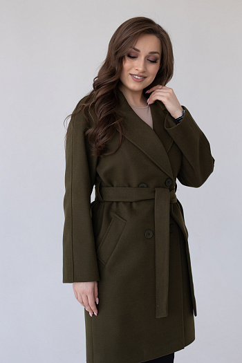 2 Пальто женское демисезонное 23220 (хаки)